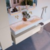 Mondiaz ALAN-DLUX Ensemble de meuble - 130cm - meuble Linen mat - 1 tiroir - Lavabo Cloud Opalo suspendu - vasque Gauche et droite - 0 trous de robinet SW806674