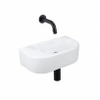 QeramiQ Fuente fonteinset – halfrond – 40x21.5x12 cm – keramiek wit mat – zonder kraangat – mat zwarte kraan SW1233083