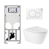 QeramiQ Salina Pack WC - sans bride - à fond creux - abattant à fermeture douce - plaque de déclenchement Geberit Sigma01 blanc brillant - blanc SW98654