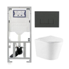 QeramiQ Dely Toiletset - 36.3x51.7cm - diepspoel - rimless - Geberit UP320 inbouwreservoir - met Burda frame - softclose toiletzitting - bedieningsplaat antraciet mat - rechthoekige knoppen - wit mat SW1164254