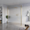 Fortifura Galeria Vrijstaande Inloopdouche - 160x200cm - helder geribbeld - antikalk - 8mm veiligheidsglas - 2 zijwanden - 30cm - wandsteunen en hoekprofielen - PVD - geborsteld messing (goud) SW993079
