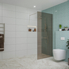 Fortifura Galeria inloopdouche - 90x200cm - rookglas - wandarm - PVD - geborsteld RVS SW876902