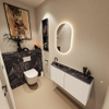 MONDIAZ TURE-DLUX Meuble toilette - 100cm - Talc - EDEN - vasque Lava - position gauche - 1 trou de robinet SW1103661
