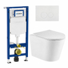 QeramiQ Dely Toiletset - 36.3x51.7cm - diepspoel - rimless - Geberit UP320 inbouwreservoir - met Burda frame - softclose toiletzitting - glans witte bedieningsplaat - ronde knoppen - glans wit SW804631