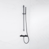 FortiFura Calvi Ensemble de douche barre curseur avec douchette stick, flexible en métal et robinet de douche Noir mat SW811924