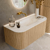 MONDIAZ KURVE-DLUX 100cm Meuble salle de bain avec module 25 G et D - couleur Oak - 1 tiroir - 2 portes - vasque GRUNNE centre - sans trou de robinet - couleur Ostra SW1137696