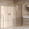 BRAUER Oblivion Paroi de douche à l'italienne - 100x200cm - paroi latérale 30cm - verre strié transparent - revêtement en verre - PVD - Or brossé SW1476051