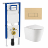 QeramiQ Dely Toiletset - 36.3x51.7cm - diepspoel - rimless - Geberit UP720 inbouwreservoir - softclose toiletzitting - bedieningsplaat beige - rechthoekige knoppen - met Burda frame - mat wit SW1428179