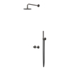 IVY Concord Ensemble de douche à effet pluie - encastré - symmetry - inverseur d'arrêt 2 voies - bras de plafond 20 cm - pomme de douche principale medium 20 cm - support avec sortie - flexible de douche 150 cm - douchette à main bâton - RVS316 - noir car SW1031979