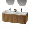 Royal Plaza Terra Edge Ensemble meuble de salle de bains - 120x45.5x46cm - vasque en céramique blanc brillant - 2 vasques - 2 trous de robinet - 2 tiroirs - sandwood (chêne clair) SW1471940