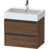 Duravit Ketho.2 Wastafelonderbouwkast - met 2 laden - 68.4x46x54.9cm - met grepen antraciet - donker noten mat SW772234