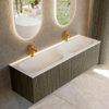 Mondiaz KURVE Ensemble de meuble de salle de bains - 150x46x40cm - 2 tiroirs - vasque solid surface - double - 2 trous de robinet - Shadow SW1414161