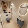 MONDIAZ TURE-DLUX Meuble toilette - 40cm - Dark Grey - EDEN - vasque Ostra - position droite - 1 trou de robinet SW1104799
