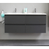 Adema Bella onderkast met keramiek wastafel 2 kraangaten 120X55X46cm Antraciet mat SW398142 Adema Bella onderkast met keramiek wastafel 2 kraangaten 120X55X46cm Antraciet mat SW398142