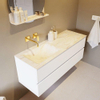 Mondiaz VICA-DLUX ensemble de meuble de salle de bain - 130cm - meuble sous lavabo talc - 2 tiroirs - lavabo encastré cloud gauche - sans trous de robinet - version haute de 60cm - ostra SW1087172