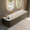 Mondiaz KURVE Ensemble de meuble de salle de bains - 165x46x40cm - 2 tiroirs - 1 porte - vasque solid surface - double / droite - sans trou de robinet - Shadow SW1414138