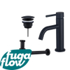 FugaFlow Eccelente Sobrado Slim Slim Kit mitigeur lavabo - robinet bas - bonde non-obturable - siphon design bas - Noir mat SW1124389