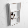 Mondiaz Easy nis 29.5x59.5x8cm voor Inbouw/opbouw 3 open vakken Solid surface Talc/Smoke SW643793