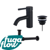 FugaFlow Eccelente Sobrado Badkamer Wastafelkraanset - lage wastafelkraan - always open plug - verlaagde design sifon - Mat zwart - Black Friday - SW1124148