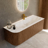 MONDIAZ KURVE-DLUX 125cm Meuble salle de bain avec module 25 G - couleur Walnut - 1 tiroir - 1 porte - vasque BIG MEDIUM droite - 1 trou de robinet - couleur Frappe SW1137440