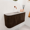 Mondiaz JOYA-DLUX 83.2cm toiletmeubel - ronding links en rechts kleur Walnut - Wastafel FAYE positie Midden Zonder kraangat kleur Glace. SW1422400