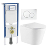 QeramiQ Dely Toiletset - Geberit UP720 inbouwreservoir - witte bedieningsplaat - toilet - zitting - met Burda frame - glans wit SW1428850