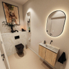 MONDIAZ TURE-DLUX Meuble toilette - 60cm - Washed Oak - EDEN - vasque Ostra - position droite - sans trou de robinet SW1105129