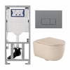 QeramiQ Dely Swirl Toiletset - 36.3x51.7cm - Geberit UP320 inbouwreservoir - met Burda frame - 35mm zitting - bedieningsplaat licht grijs - rechthoekige knoppen - mat beige SW1164379