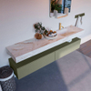 Mondiaz ALAN-DLUX Ensemble de meuble - 200cm - meuble Army mat - 2 tiroirs - Lavabo Cloud Frappe suspendu - vasque Droite - 1 trou de robinet SW804867