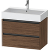 Duravit Ketho.2 Wastafelonderbouwkast - met 2 laden - 78.4x46x54.9cm - met grepen antraciet - donker noten mat SW772716
