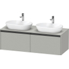 Duravit Ketho 2 meuble bas pour lavabo incl. plan de console avec 2 tiroirs pour doubles vasques 140x55x45.9cm avec poignées anthracite gris béton mat SW772201