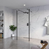 FugaFlow Eccelente Vetro Douche à l'italienne - 90x200cm - verre clair - anticalcaire - verre de sécurité 8mm - 2 parois latérales 30cm - avec bras muraux et profilés d'angle - Noir mat SW1125945
