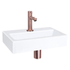 Differnz Flat Set lave-mains 38x24x8cm 1 trou avec robinet droit et siphon + bonde cuivre rose Rectangulaire Céramique Blanc SW373108