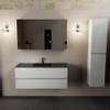 Mondiaz AIVY Ensemble de meuble - 120x45x50cm - 1 trou de robinet - 1 vasque Urban Solid surface - Centre - 2 tiroirs - avec armoire de toilette - MDF Talc SW892349