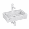 Fortifura Fuente fonteinset – rechthoekig – 38x24x8 cm – marmer wit – mat witte kraan SW1419181