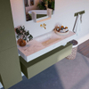 Mondiaz ALAN-DLUX Ensemble de meuble - 130cm - meuble Army mat - 1 tiroir - Lavabo Cloud Opalo suspendu - vasque Centre - 0 trous de robinet SW806711