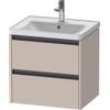 Duravit Ketho.2 Wastafelonderbouwkast - met 2 laden - 58.4x45.5x54.9cm - met grepen antraciet - taupe supermat SW772141