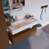 Mondiaz ALAN-DLUX Ensemble de meuble - 100cm - meuble Rust mat - 1 tiroir - Lavabo Cloud Frappe suspendu - vasque Gauche - 1 trou de robinet SW805022