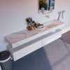 Mondiaz ALAN-DLUX Ensemble de meuble - 200cm - meuble Cale mat - 2 tiroirs - Lavabo Cloud Frappe suspendu - vasque Droite - 0 trous de robinet SW804761