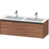 Duravit Ketho.2 Wastafelonderbouwkast - met 1 lade - voor dubbele wastafel - 128x48x44cm - met greep antraciet - noten mat SW773109