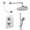 Crosswater MPRO Ensemble de douche pluie encastré - 2 poignées - vidage de baignoire - pomme de douche 30 cm - douchette - barre de douche - bras mural - chrome SW1472498