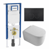QeramiQ Dely Swirl Toiletset - 36.3x51.7cm - Geberit UP720 Duofix Sigma inbouwreservoir - 35mm zitting - mat zwarte metalen bedieningsplaat - ronde knoppen - glans wit SW1413884