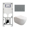 Villeroy & Boch Subway 2.0 DirectFlush CeramicPlus Pack WC - abattant slimseat - réservoir Geberit - plaque de déclenchement avec plaque de déclenchement gris clair - boutons rectangulaires - blanc SW1164301
