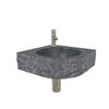 Wiesbaden Lavabo d’angle en pierre dure finition martelée 30x30x10cm incl. robinet de lave-mains Amador acier brossé SW794562
