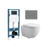 QeramiQ Dely Swirl Ensemble WC Compact - réservoir encastré QeramiQ flush - abattant 25 mm - plaque de commande en plastique gris clair - boutons ronds - blanc brillant SW1590632