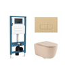 QeramiQ Dely Swirl Toiletset - inbouwreservoir Qeramiq Flush - slim zitting - kunststof beige bedieningsplaat - rechthoekige knoppen - beige SW1578375