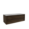 Saniclass Holz Frame Meuble de salle de bain - 120x45x40cm - lavabo en céramique blanc - 2 vasques - sans trous de robinet - 1 tiroirs - Charcoal SW1437753