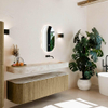MONDIAZ THOR-DLUX 160cm meuble de salle de bains arrondi gauche + droite couleur Dusk avec 1 tiroir et 2 portes. Vasque suspendue CLOUD Droite sans trou de robinet couleur Frappe. SW1465050