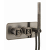 Crosswater Union Mitigeur douche - 2 poignées roues - douchette et flexible - partie encastrable - brushed black chrome (gunmetal) SW969811