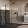 BRAUER Stellar Cabine de douche - 140x90x200cm - porte battante - revêtement verre - réversible - verre clair - cuivre brossé PVD SW1418036